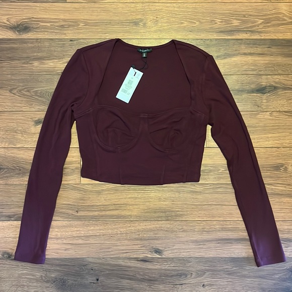 NWT* Dynamite Long Sleeve Ribbed Corset Top - Picture 6 of 10